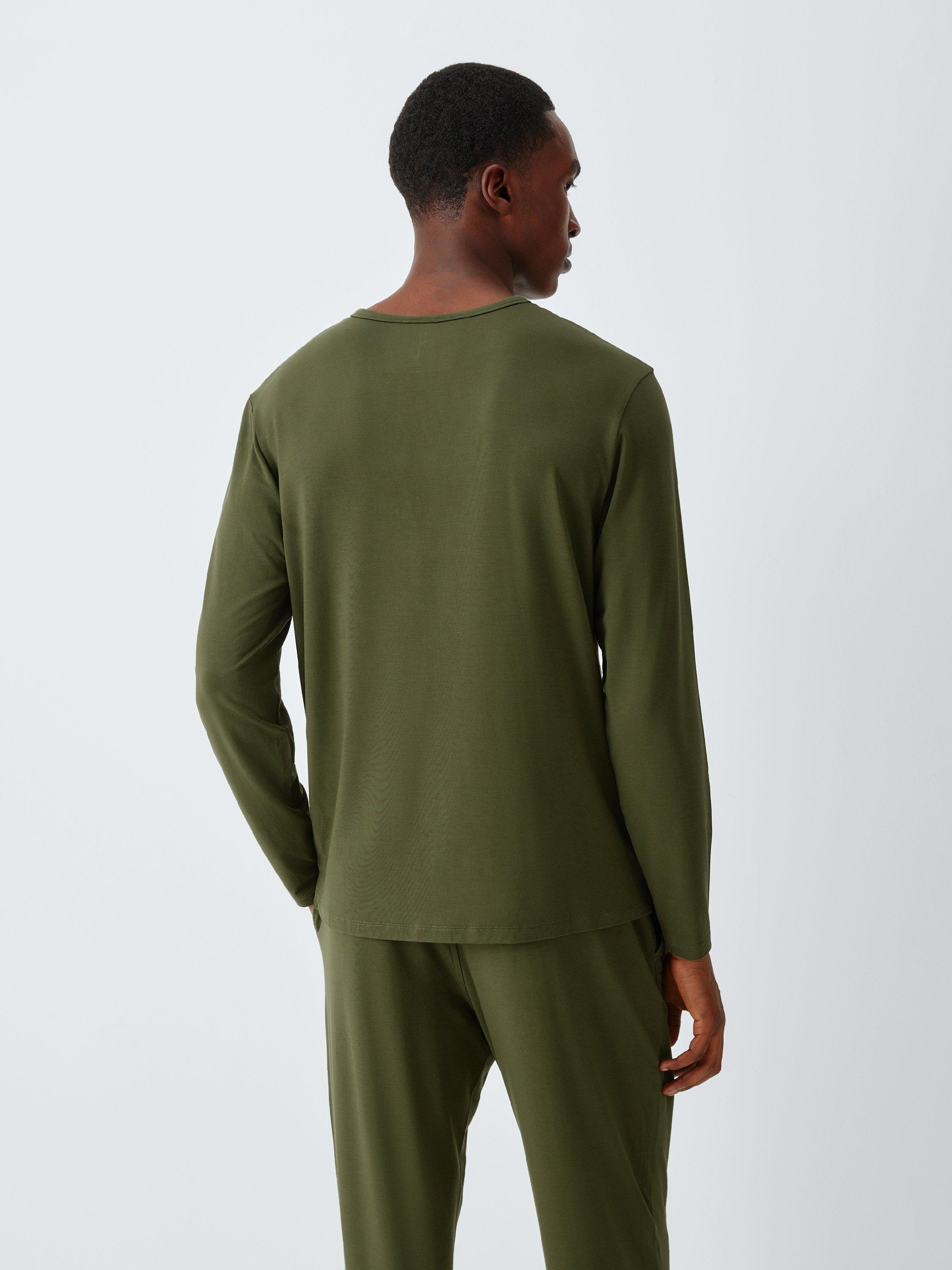 Product image 2 of 6, which shows John Lewis Henley Top containing TENCEL™ Modal, Green Mid, S