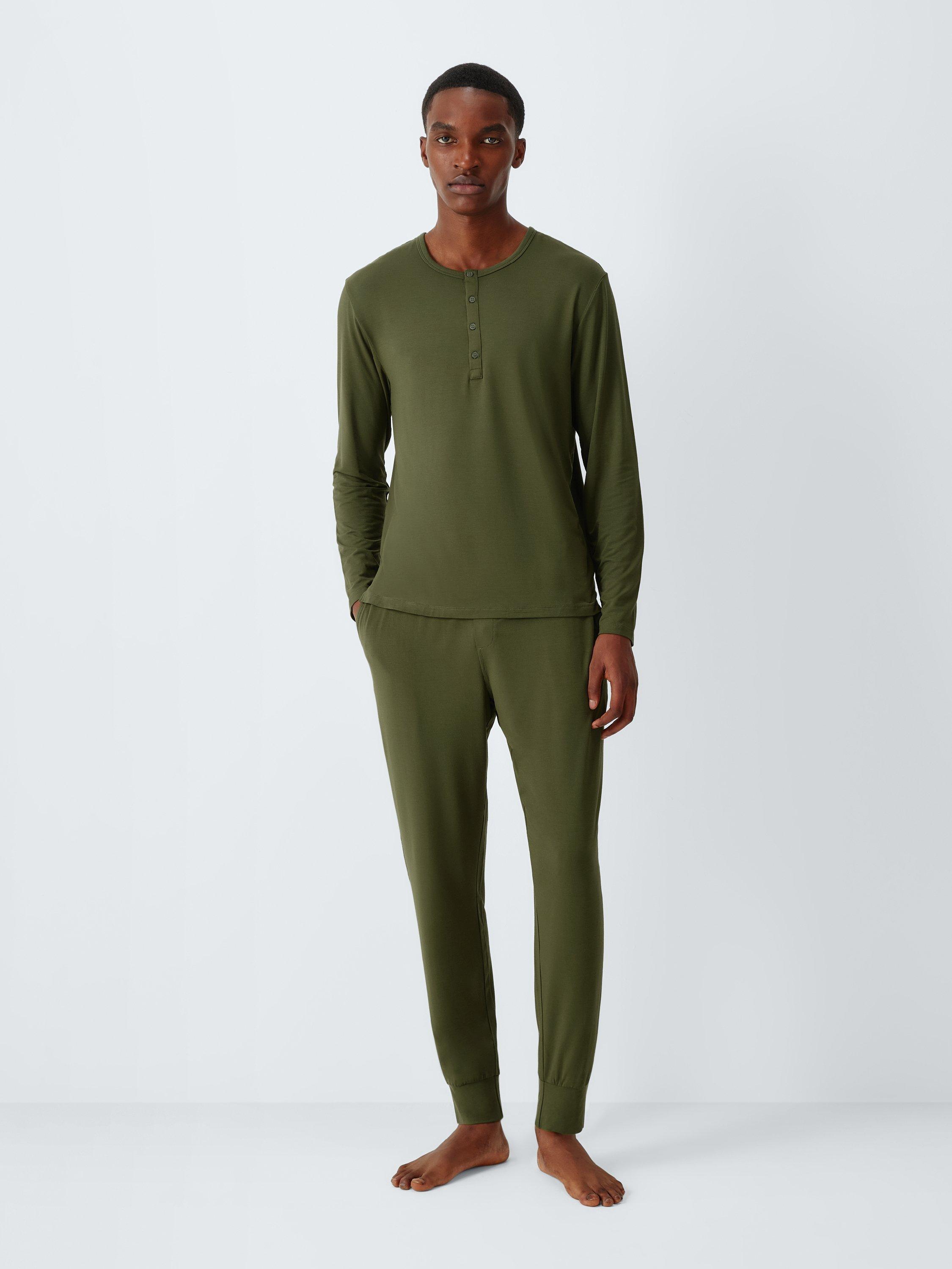 Product image 3 of 6, which shows John Lewis Henley Top containing TENCEL™ Modal, Green Mid, S