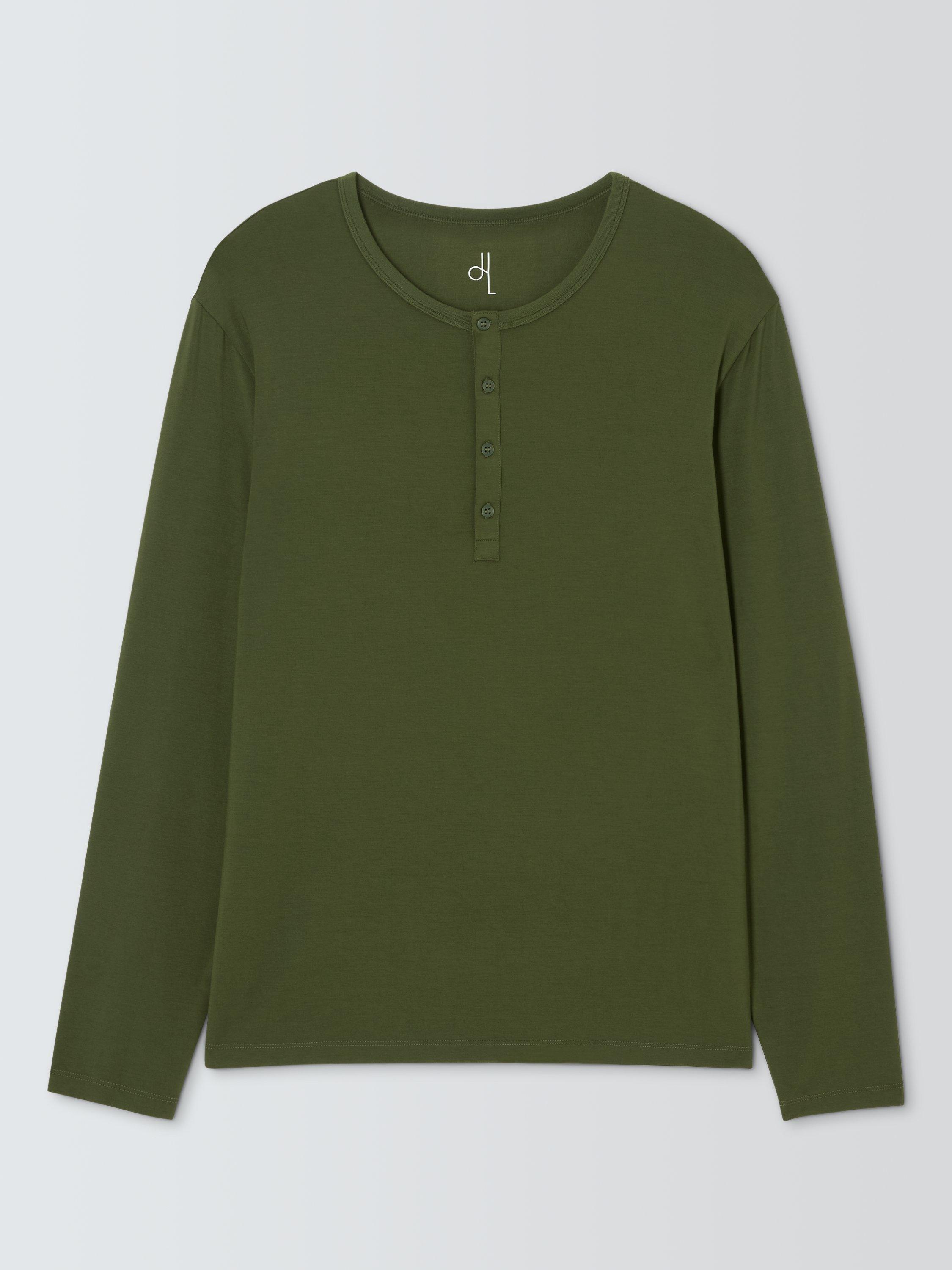 Product image 4 of 6, which shows John Lewis Henley Top containing TENCEL™ Modal, Green Mid, S