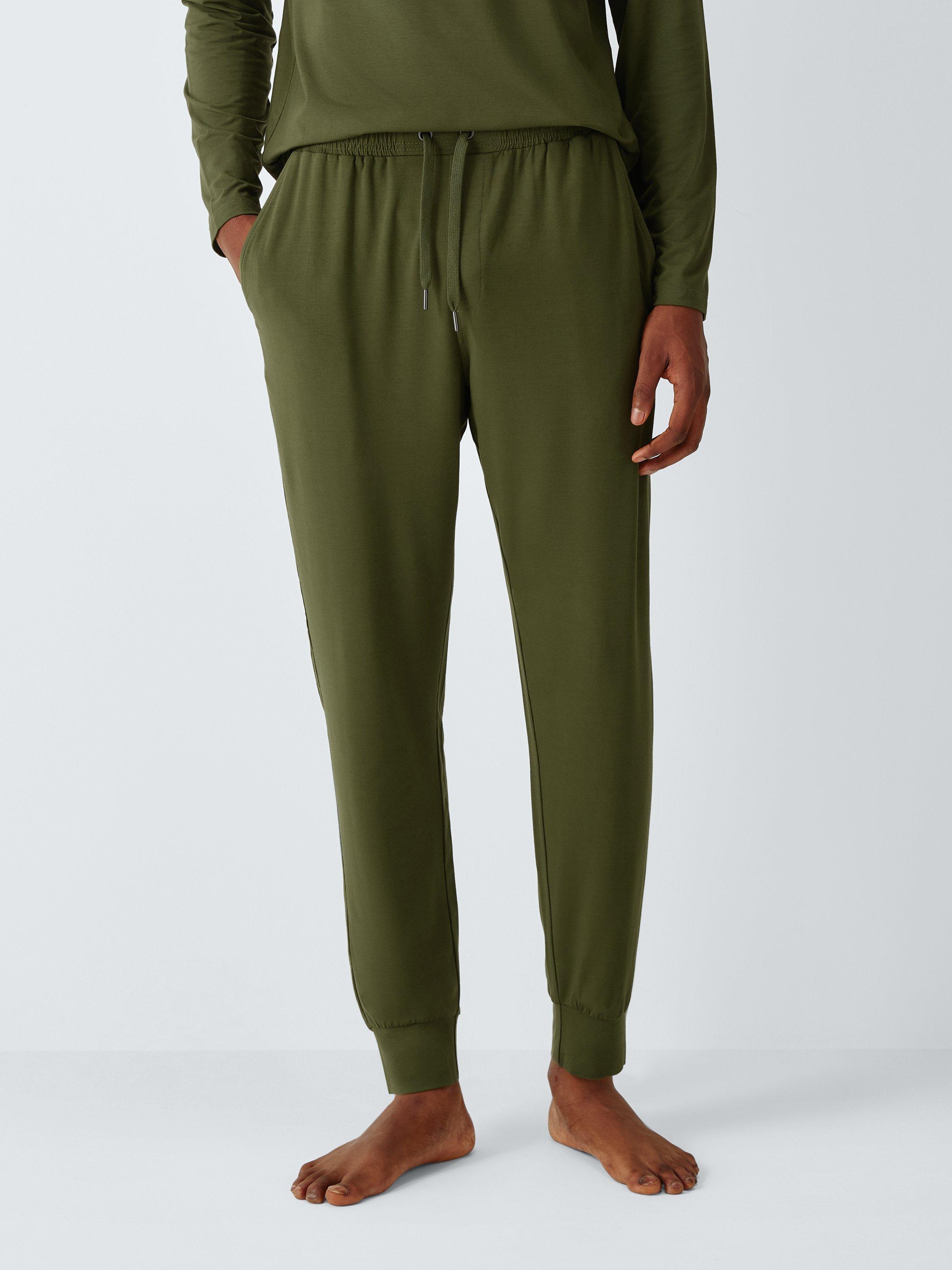 Product image 1 of 6, which shows John Lewis Lounge Trousers containing TENCEL™ Modal, Green Mid, S