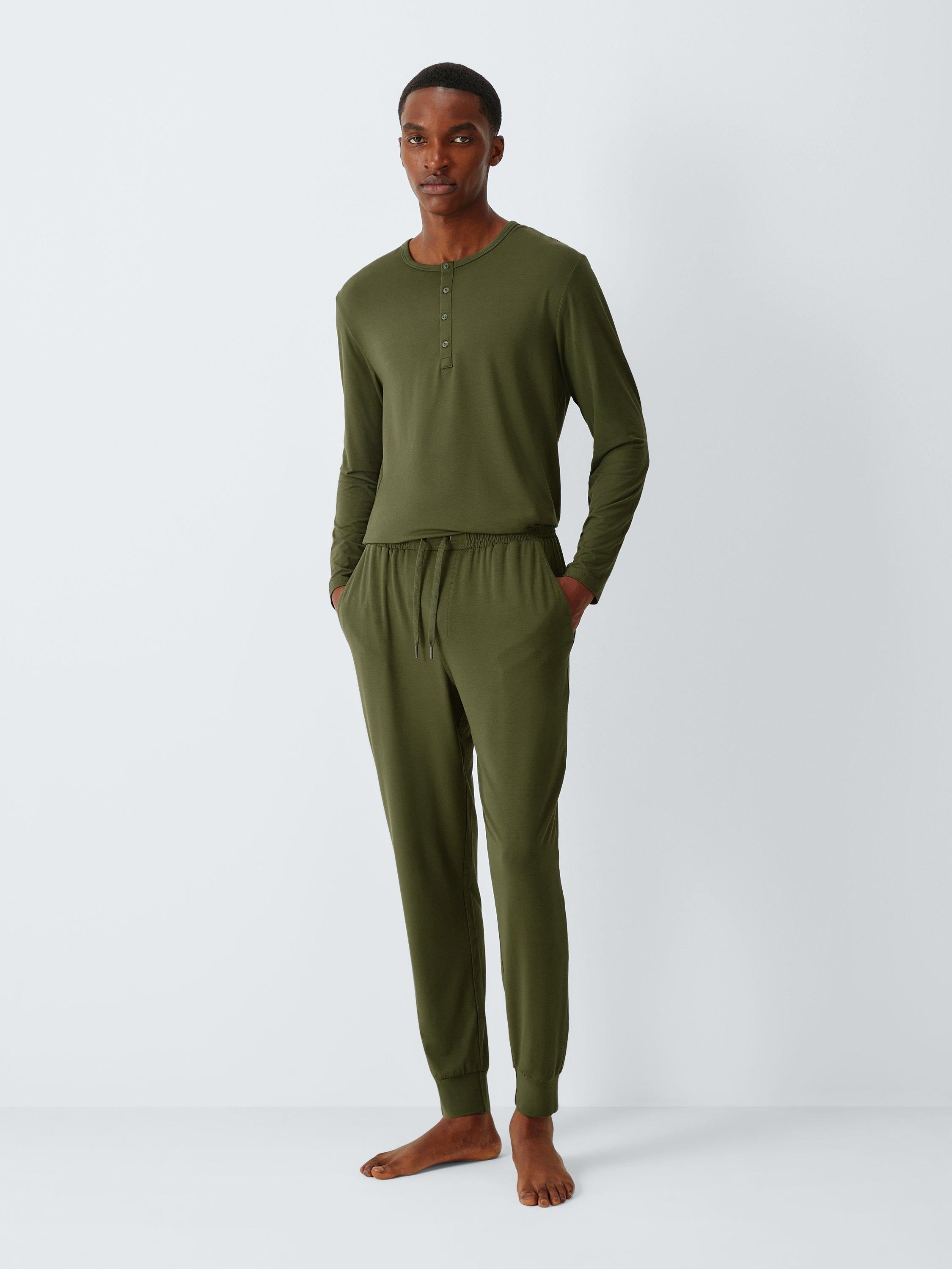 Product image 3 of 6, which shows John Lewis Lounge Trousers containing TENCEL™ Modal, Green Mid, S