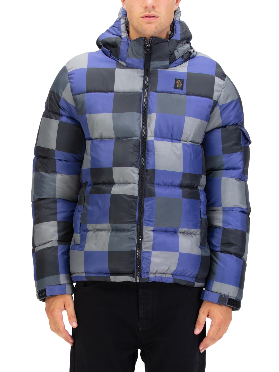 Product image 1 of 7, which shows LUKE 1977 Yupick Padded Hooded Jacket, Future Dusk/Multi, S