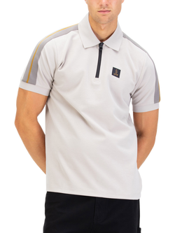 LUKE 1977 Half Zip Cotton Blend Polo Shirt, Grey, Grey