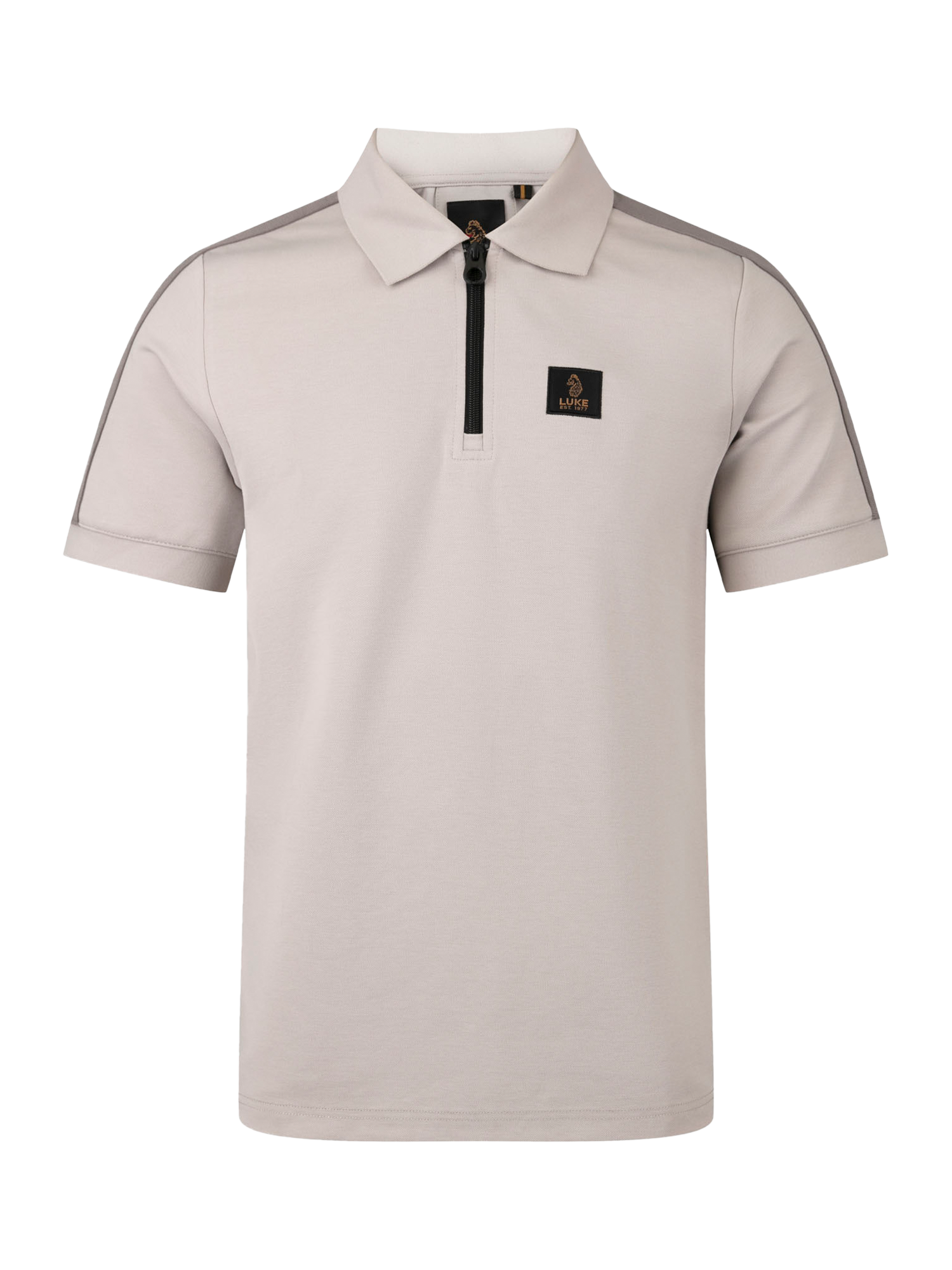 Product image 4 of 7, which shows LUKE 1977 Half Zip Cotton Blend Polo Shirt, Grey, S