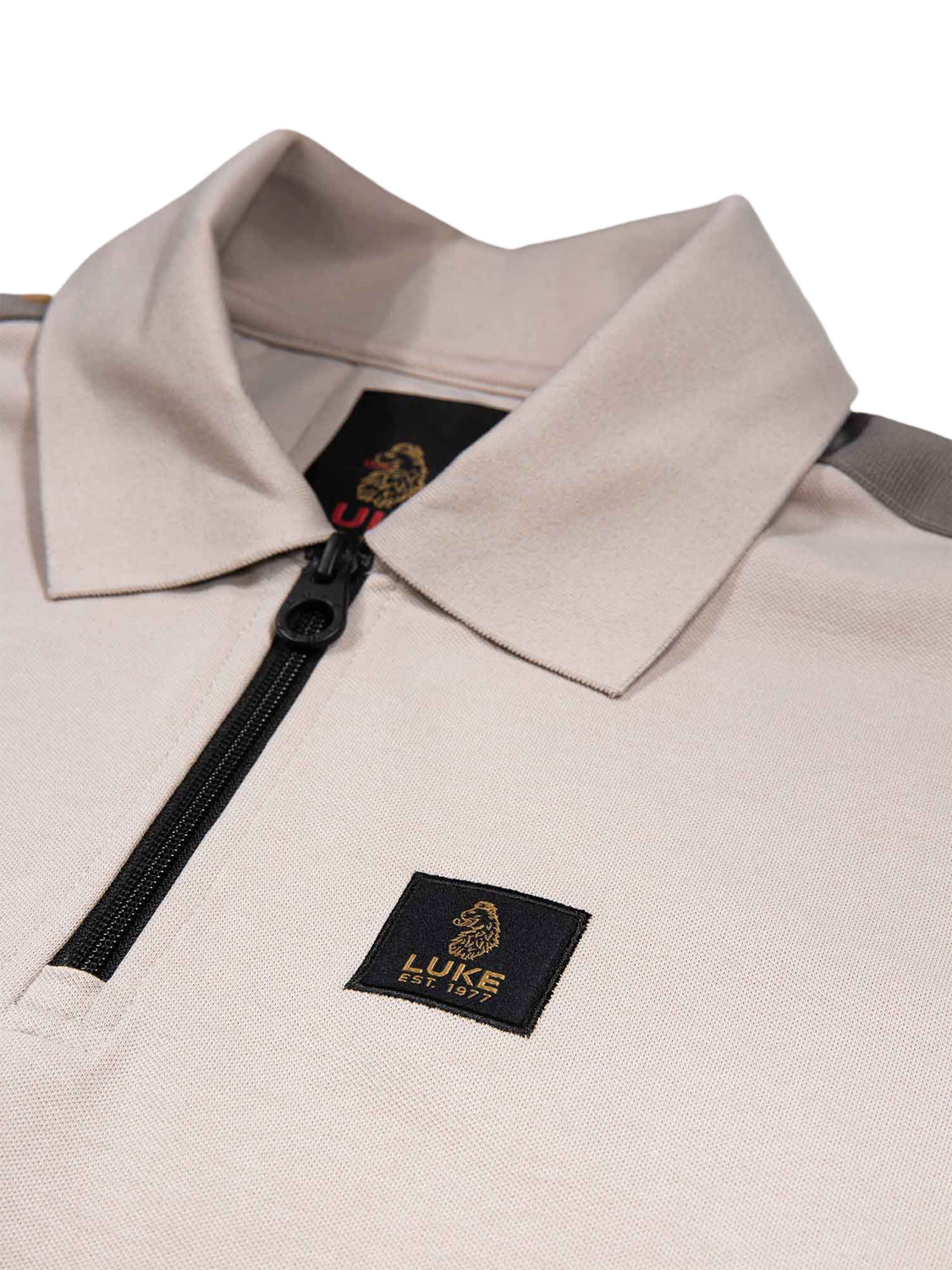 Product image 6 of 7, which shows LUKE 1977 Half Zip Cotton Blend Polo Shirt, Grey, S