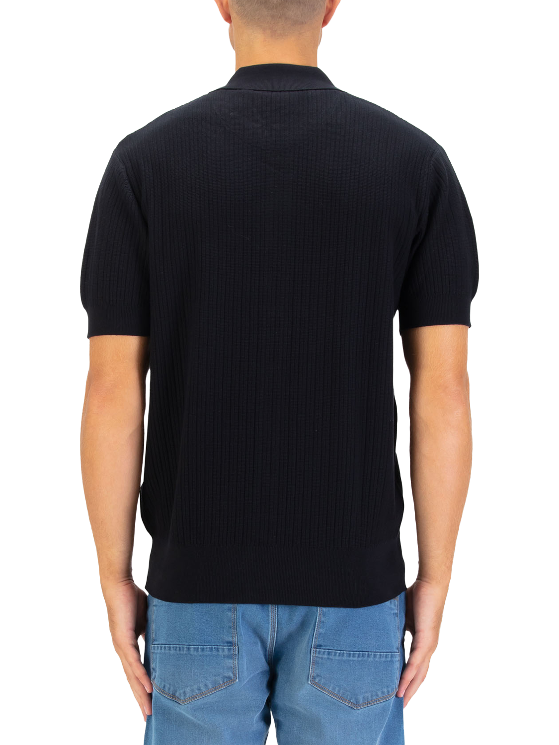 Product image 2 of 6, which shows LUKE 1977 Button Through Cotton Polo Shirt, Black, S