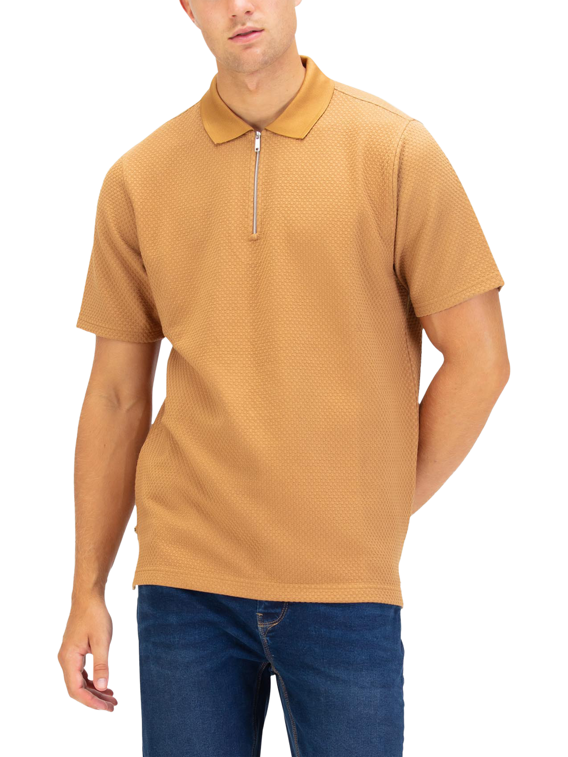 Product image 1 of 6, which shows LUKE 1977 Half Zip Polo Shirt, French Mustard, S
