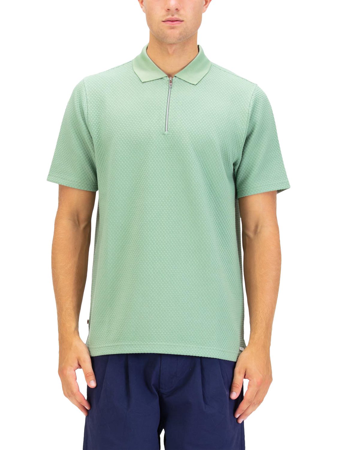 Product image 1 of 6, which shows LUKE 1977 Half Zip Polo Shirt, Sage, S
