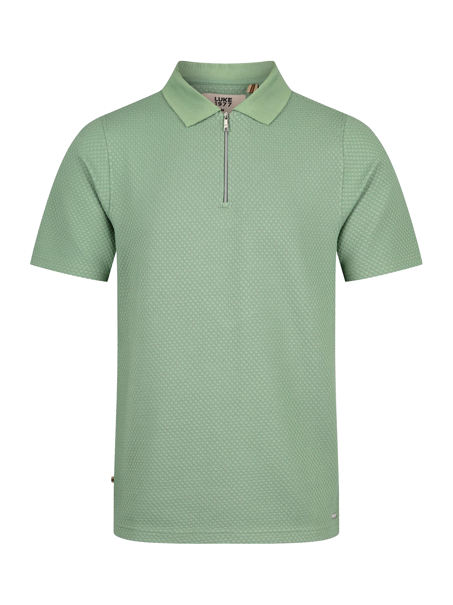 Product image 4 of 6, which shows LUKE 1977 Half Zip Polo Shirt, Sage, S