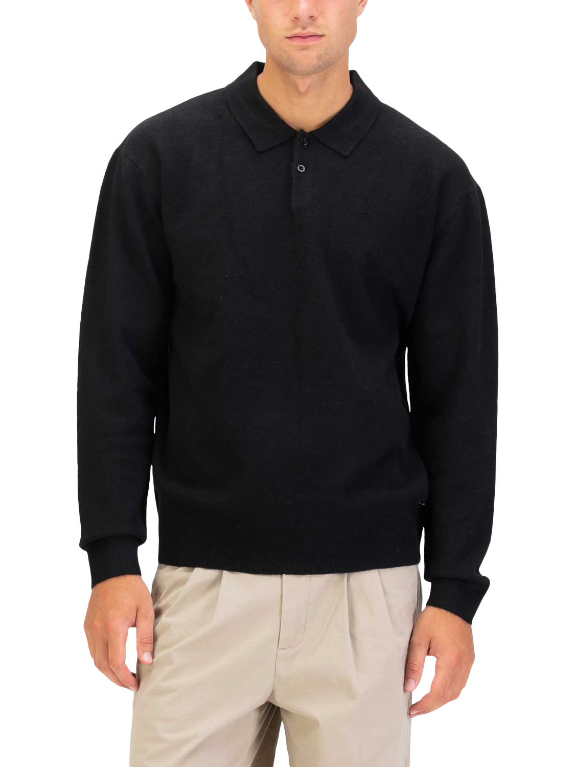 Product image 1 of 6, which shows LUKE 1977 Long Sleeve Polo Shirt, Black, S