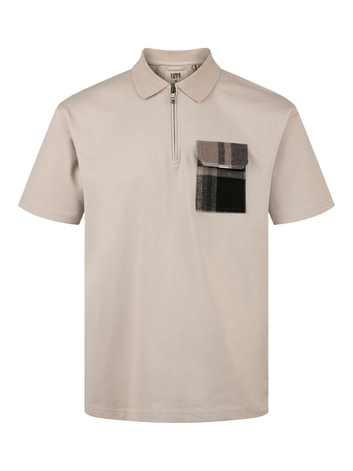 Product image 4 of 6, which shows LUKE 1977 Half Zip Cotton Polo Shirt, Stone, S