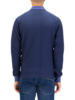 LUKE 1977 Button Through Long Sleeve Polo Shirt - view 2, Dark Navy