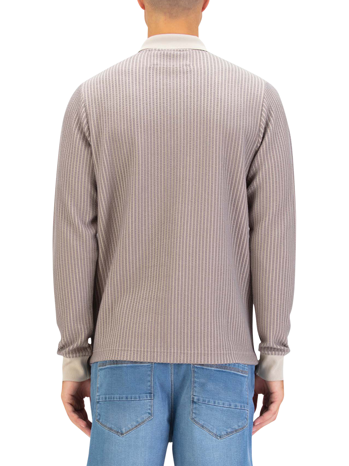 Product image 2 of 6, which shows LUKE 1977 Button Through Long Sleeve Polo Shirt, Hardnut/Stone, S