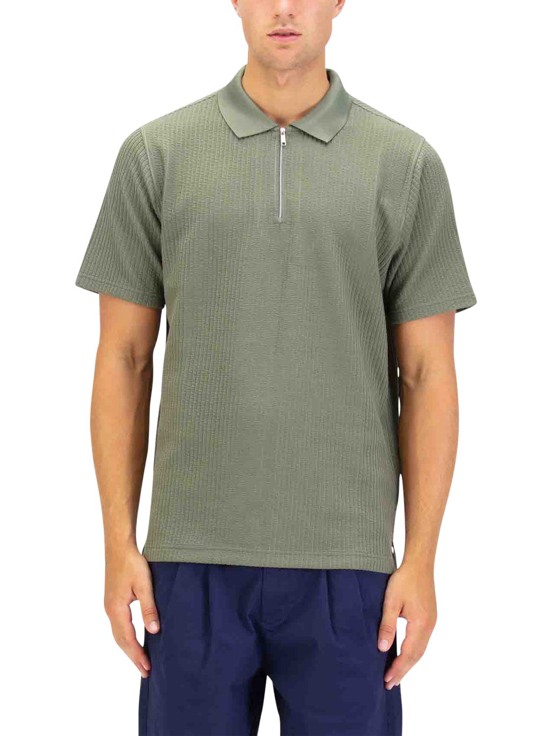 Product image 1 of 6, which shows LUKE 1977 Half Zip Cotton Blend Polo Shirt, Clover, S