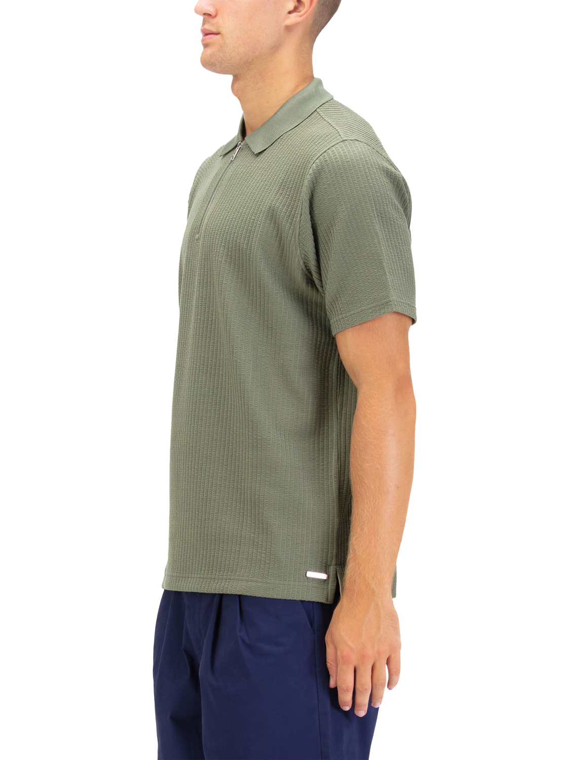 Product image 3 of 6, which shows LUKE 1977 Half Zip Cotton Blend Polo Shirt, Clover, S