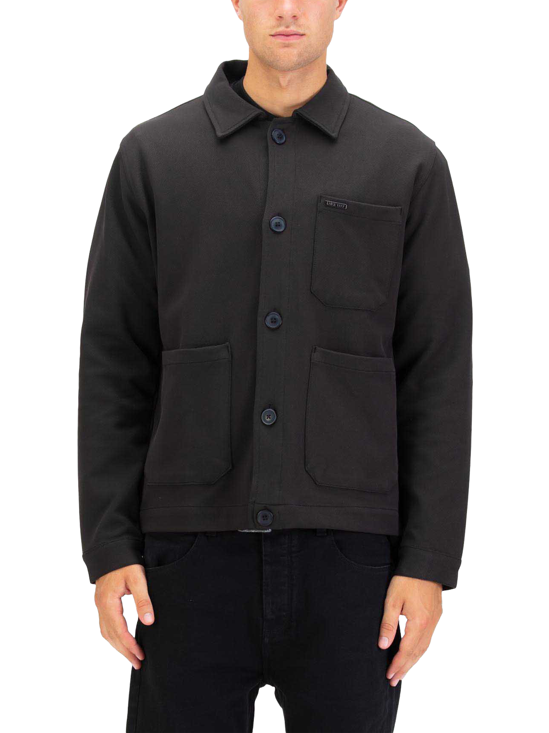 Product image 1 of 6, which shows LUKE 1977 Cotton Overshirt, Black, S