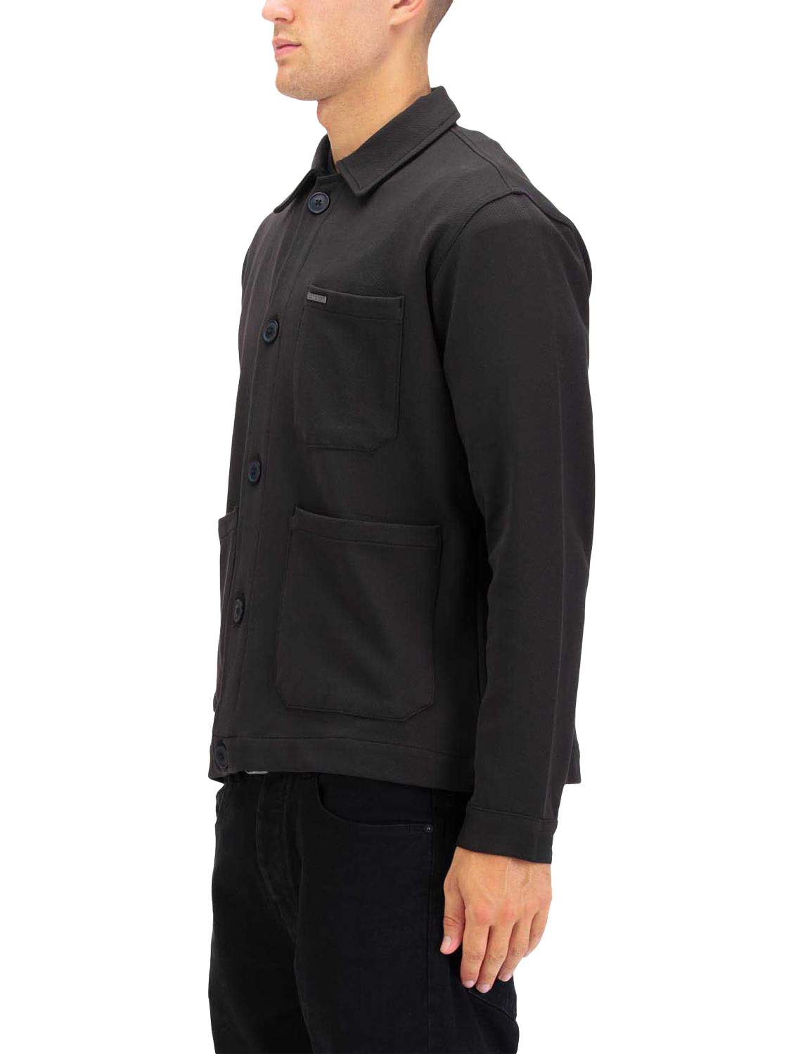 Product image 3 of 6, which shows LUKE 1977 Cotton Overshirt, Black, S