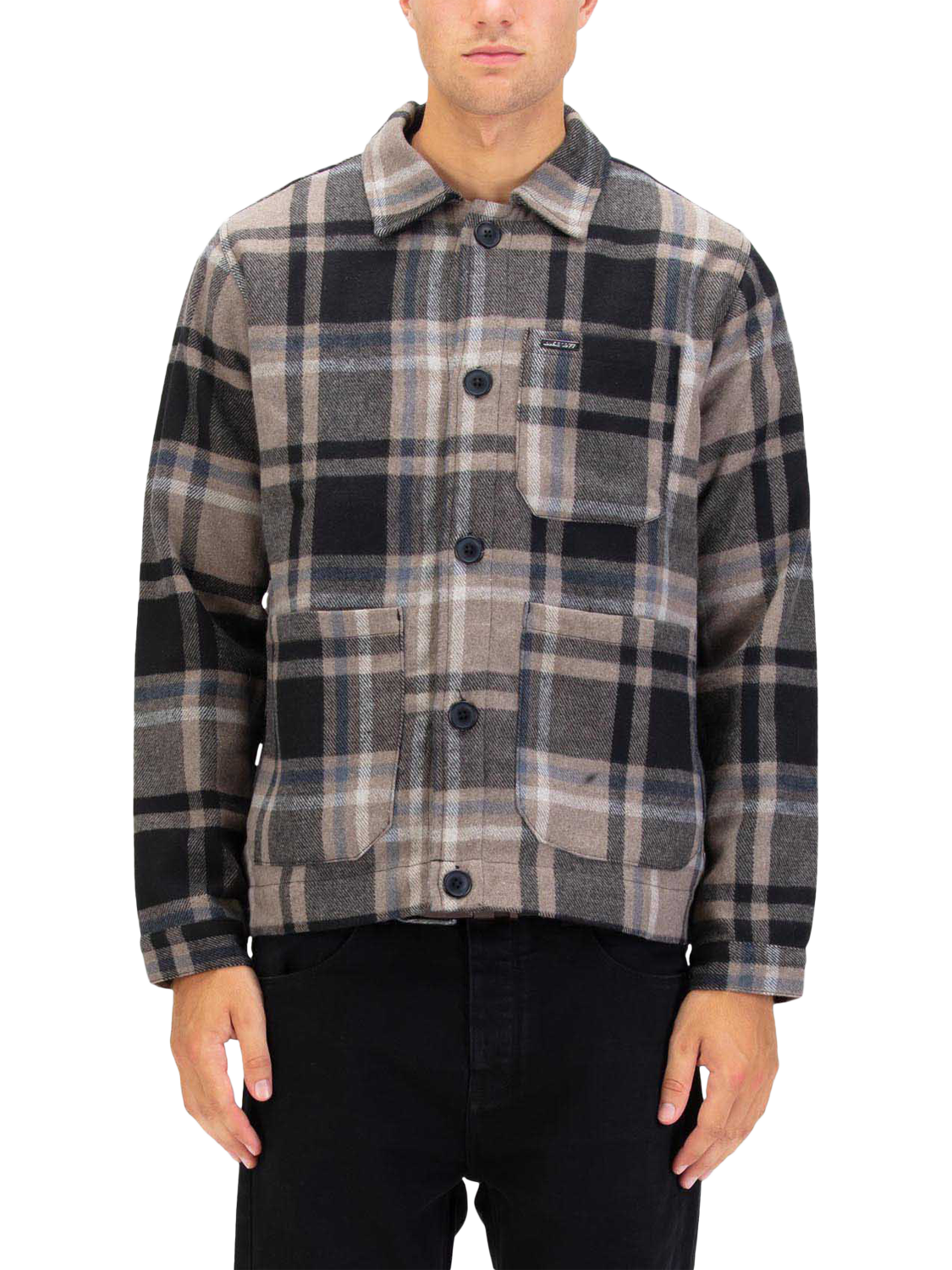 Product image 1 of 6, which shows LUKE 1977 Check Cotton Overshirt, Ecru/Multi, S