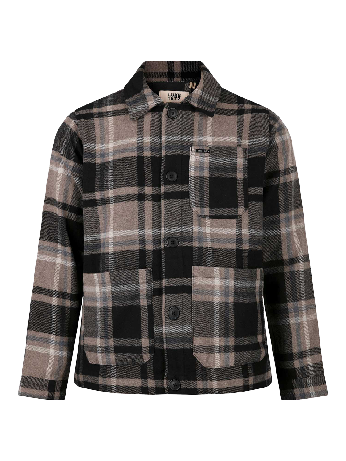 Product image 4 of 6, which shows LUKE 1977 Check Cotton Overshirt, Ecru/Multi, S