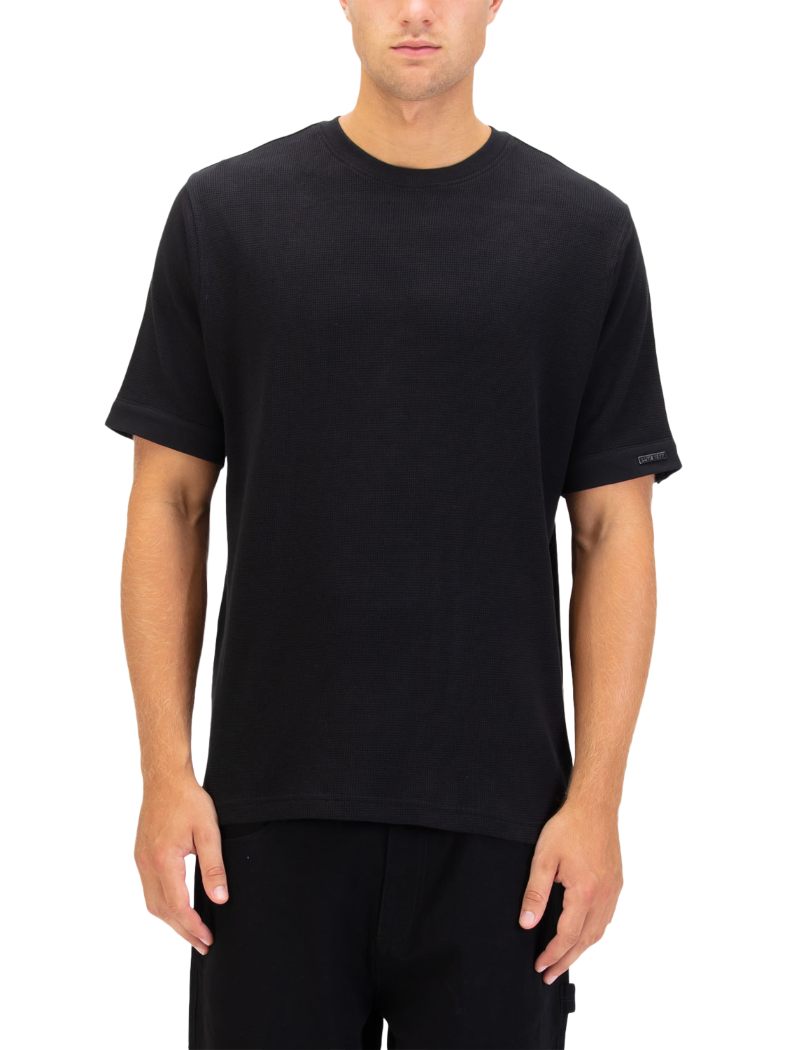 Product image 1 of 6, which shows LUKE 1977 Ellison Cotton Waffle T-Shirt, Black, S