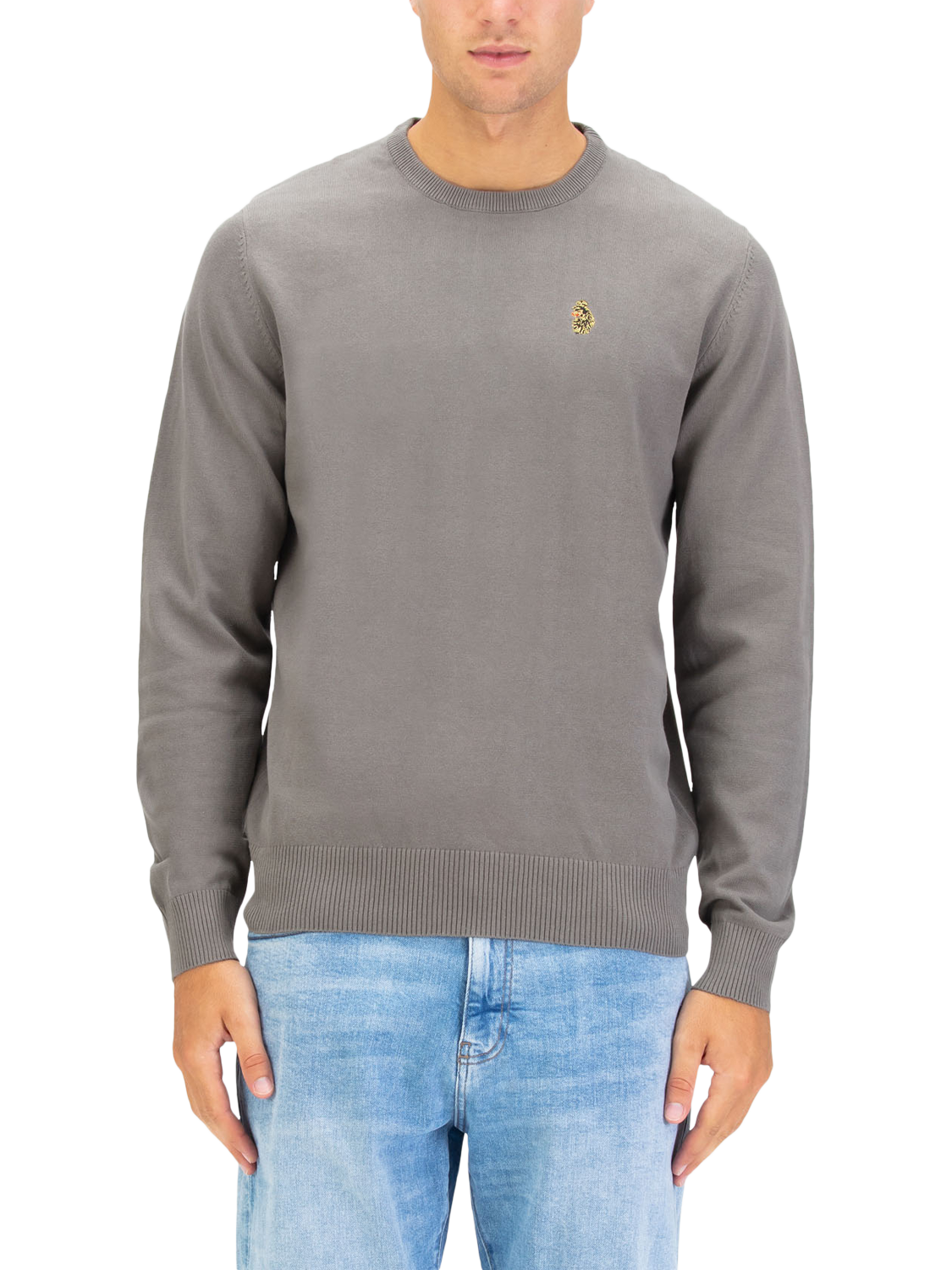 Product image 1 of 5, which shows LUKE 1977 Gerard 3 Knitted Jumper, Concrete, S