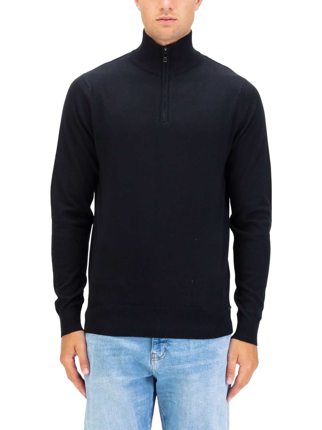 Product image 1 of 6, which shows LUKE 1977 Half Zip Cotton Jumper, Black, S