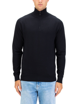 LUKE 1977 Half Zip Cotton Jumper, Black