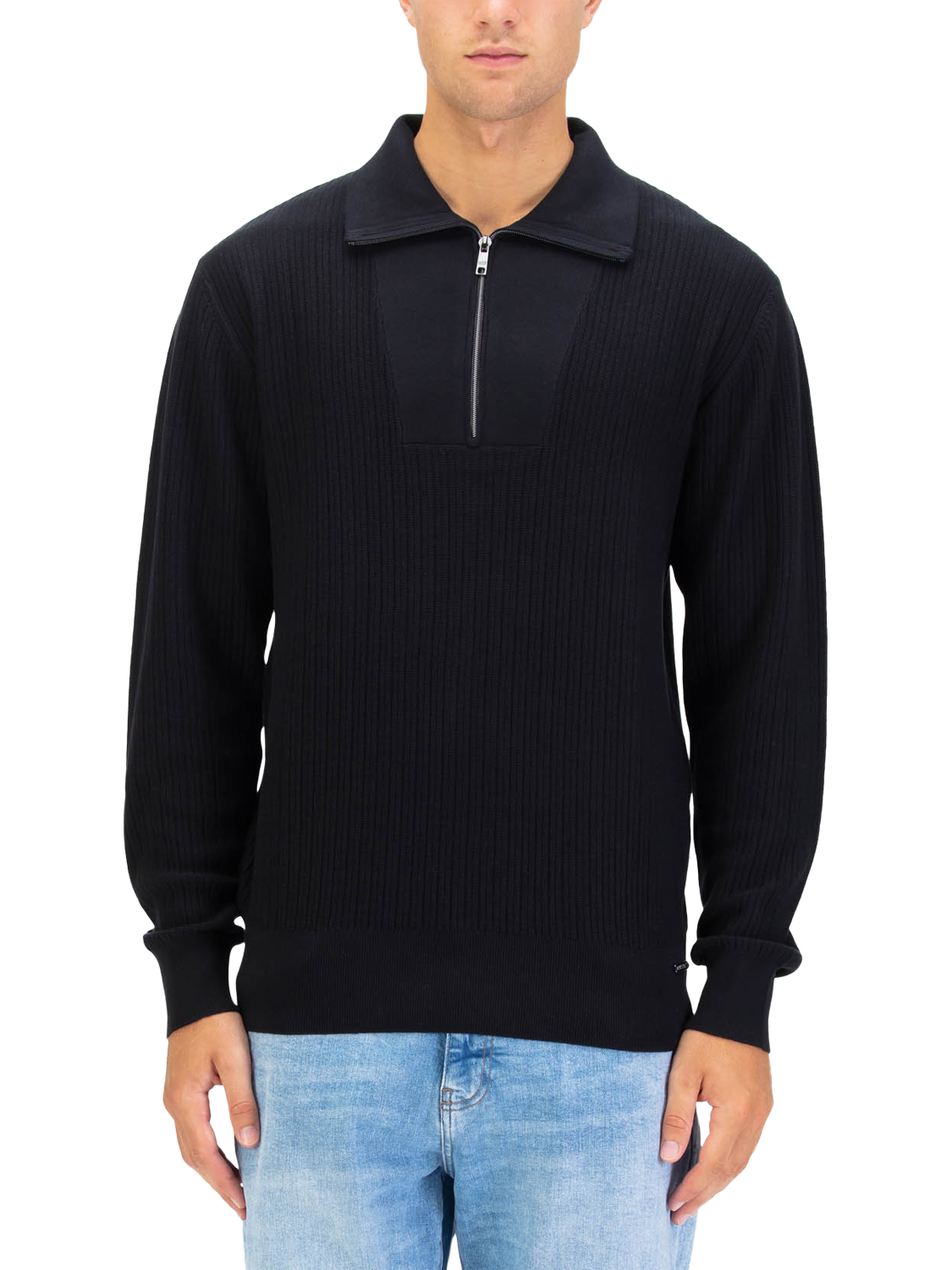 Product image 1 of 6, which shows LUKE 1977 Half Zip Cotton Jumper, Black, S