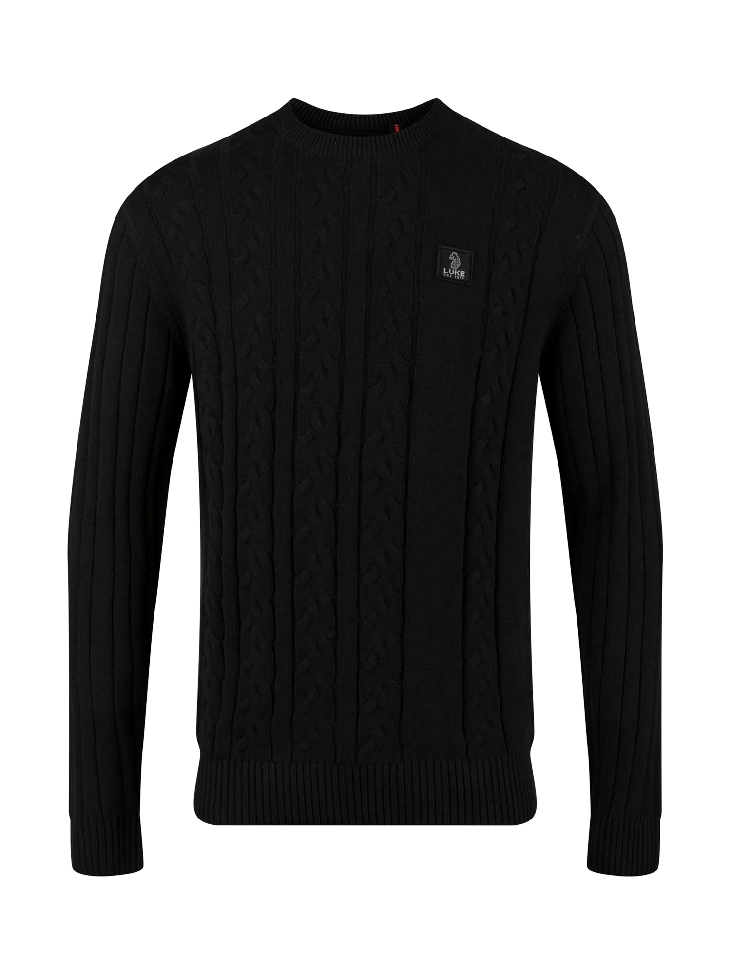 Product image 4 of 6, which shows LUKE 1977 Mitcham Cable Knit Jumper, Black, S