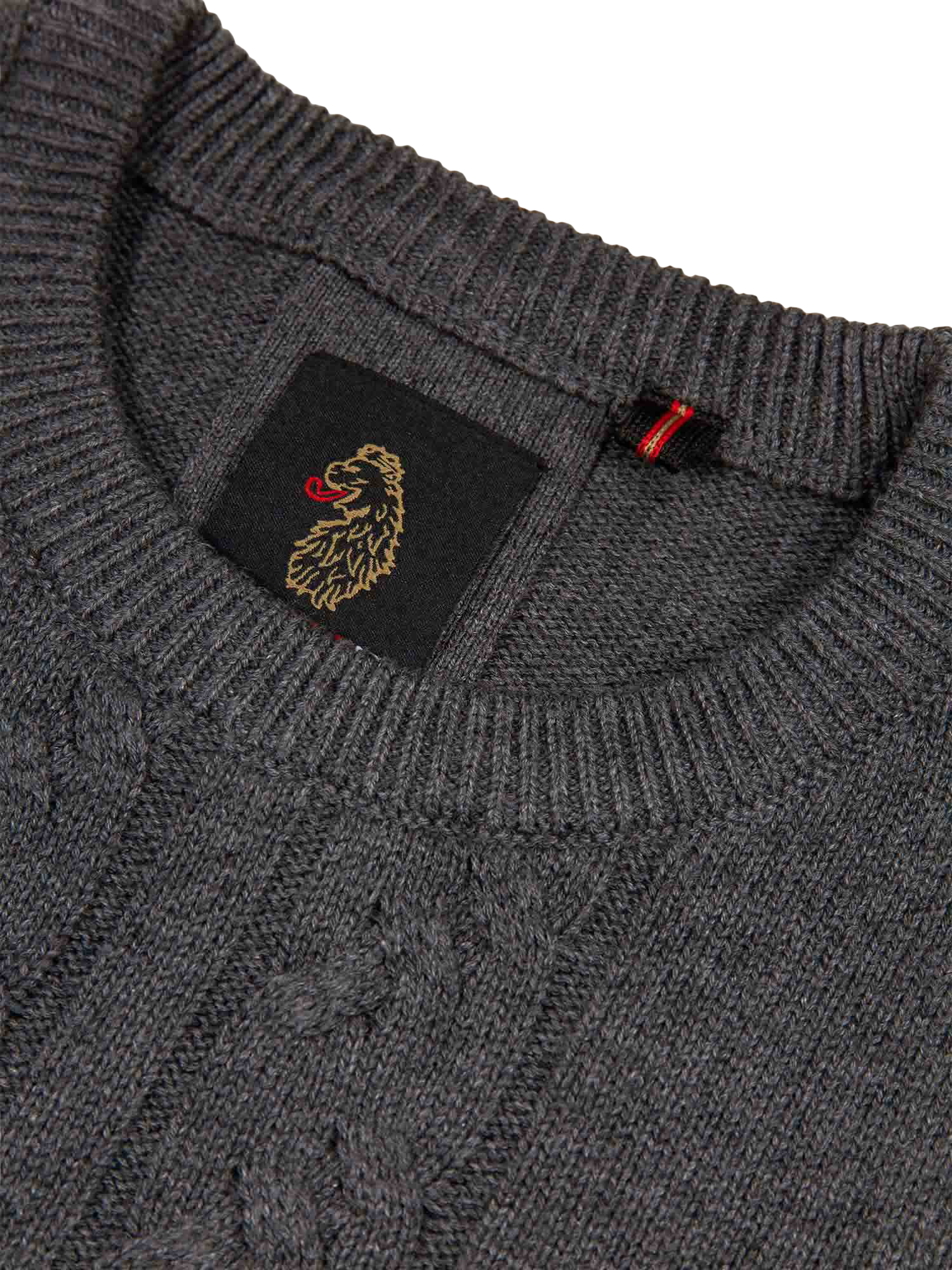 Product image 6 of 6, which shows LUKE 1977 Mitcham Cable Knit Jumper, Charcoal, S