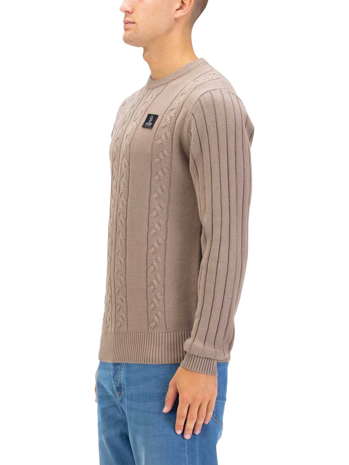 Product image 3 of 6, which shows LUKE 1977 Mitcham Cable Knit Jumper, Hard Nut, S