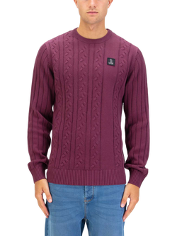 LUKE 1977 Mitcham Cable Knit Jumper, Mauve Wine