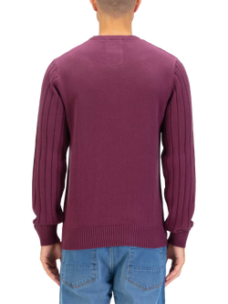 LUKE 1977 Mitcham Cable Knit Jumper - view 2, Mauve Wine