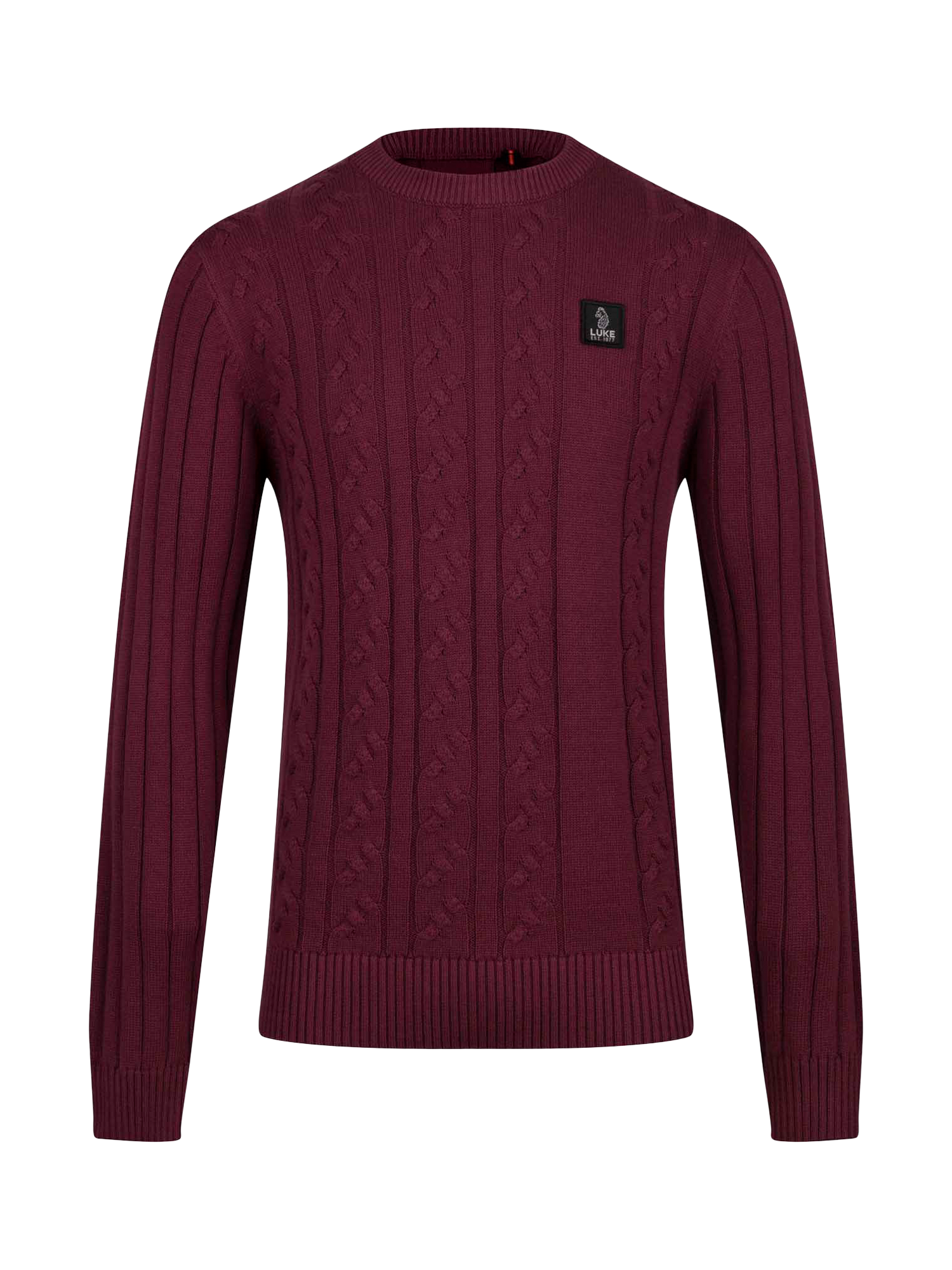 Product image 4 of 5, which shows LUKE 1977 Mitcham Cable Knit Jumper, Mauve Wine, S