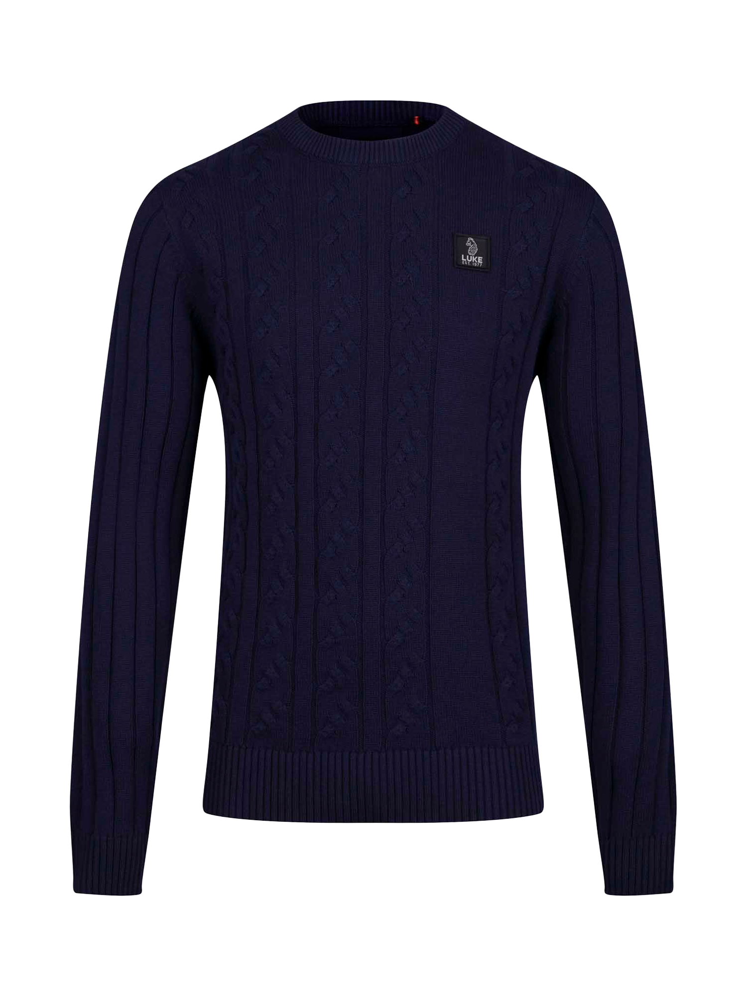 Product image 4 of 6, which shows LUKE 1977 Mitcham Cable Knit Jumper, Navy, S