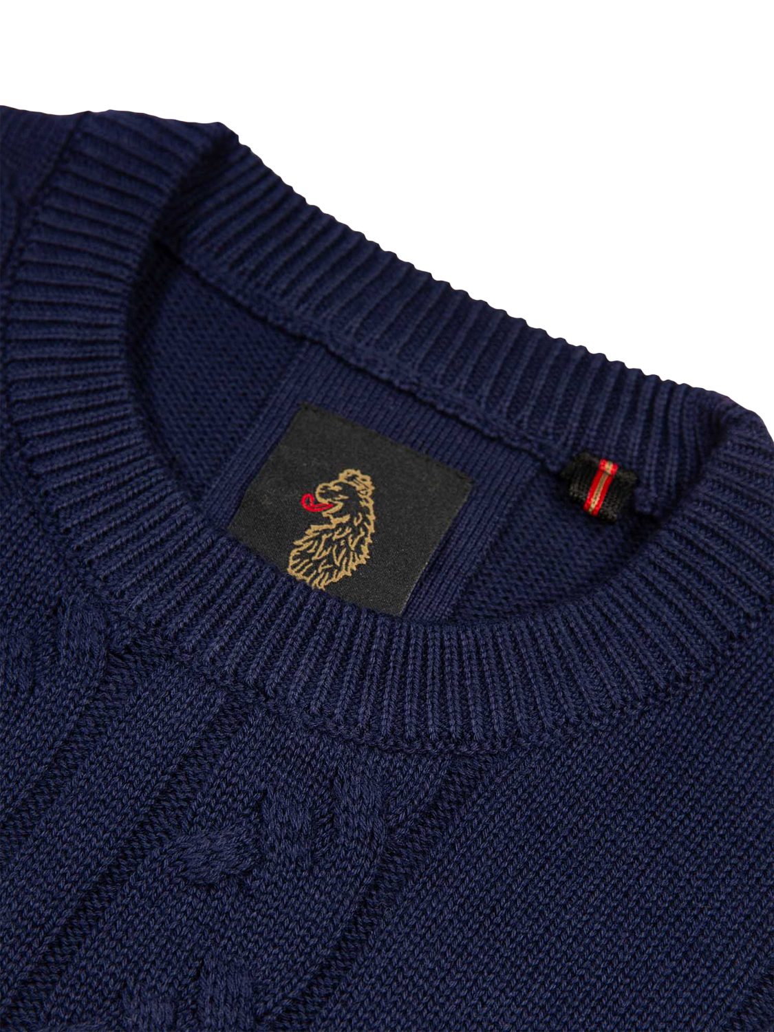 Product image 6 of 6, which shows LUKE 1977 Mitcham Cable Knit Jumper, Navy, S