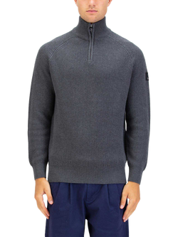 LUKE 1977 Watton Quarter Zip Knitted Jumper, Charcoal, Charcoal
