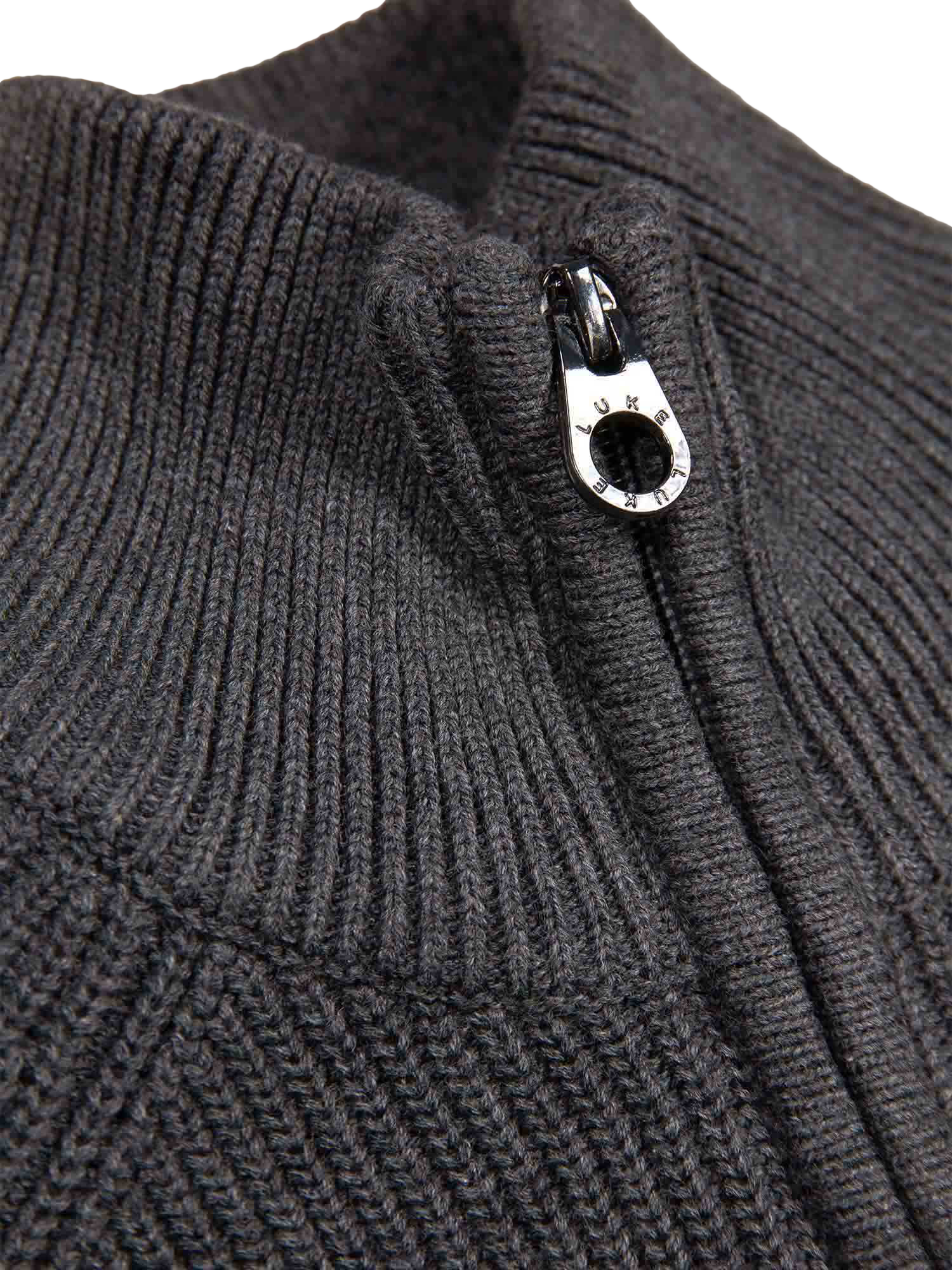 Product image 7 of 7, which shows LUKE 1977 Watton Quarter Zip Knitted Jumper, Charcoal, S