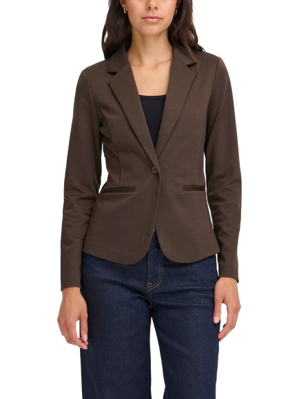 ICHI Kate Single Breasted Blazer, Chocolate Torte