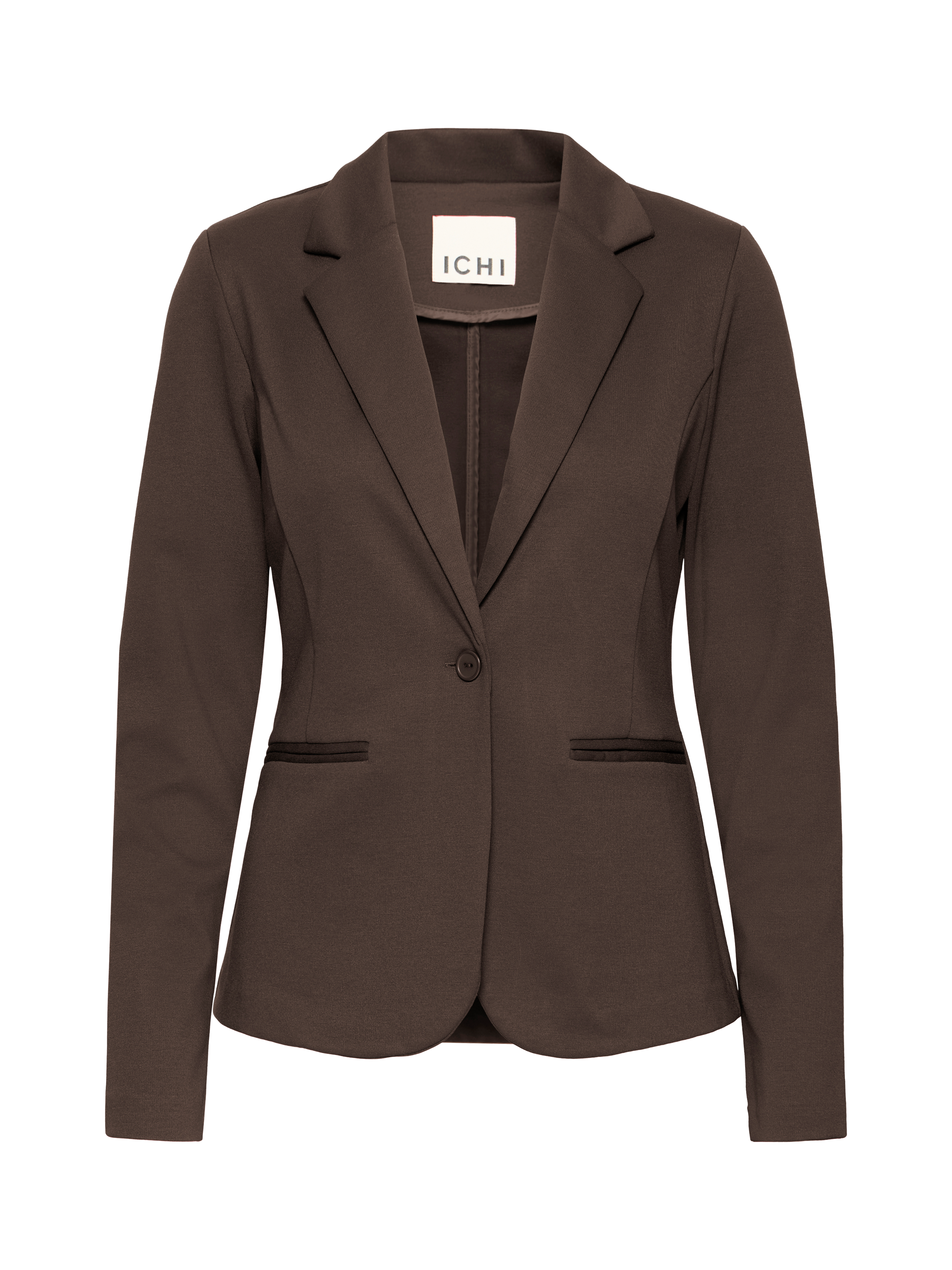 Product image 2 of 4, which shows ICHI Kate Single Breasted Blazer, Chocolate Torte, XS