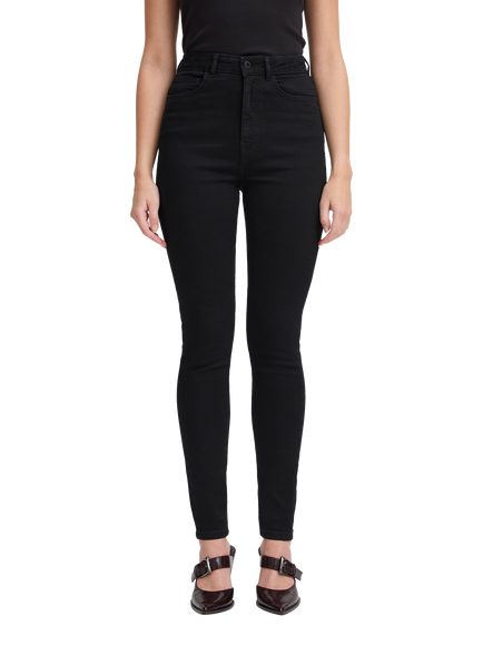 ICHI Twiggy Cotton Blend Slim Jeans, Black