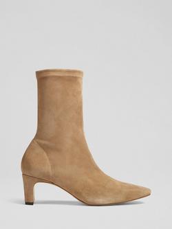 L.K.Bennett Marcia Suede Stretch Ankle Boots, Camel, Camel