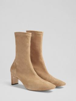 L.K.Bennett Marcia Suede Stretch Ankle Boots, Camel - view 2, Camel
