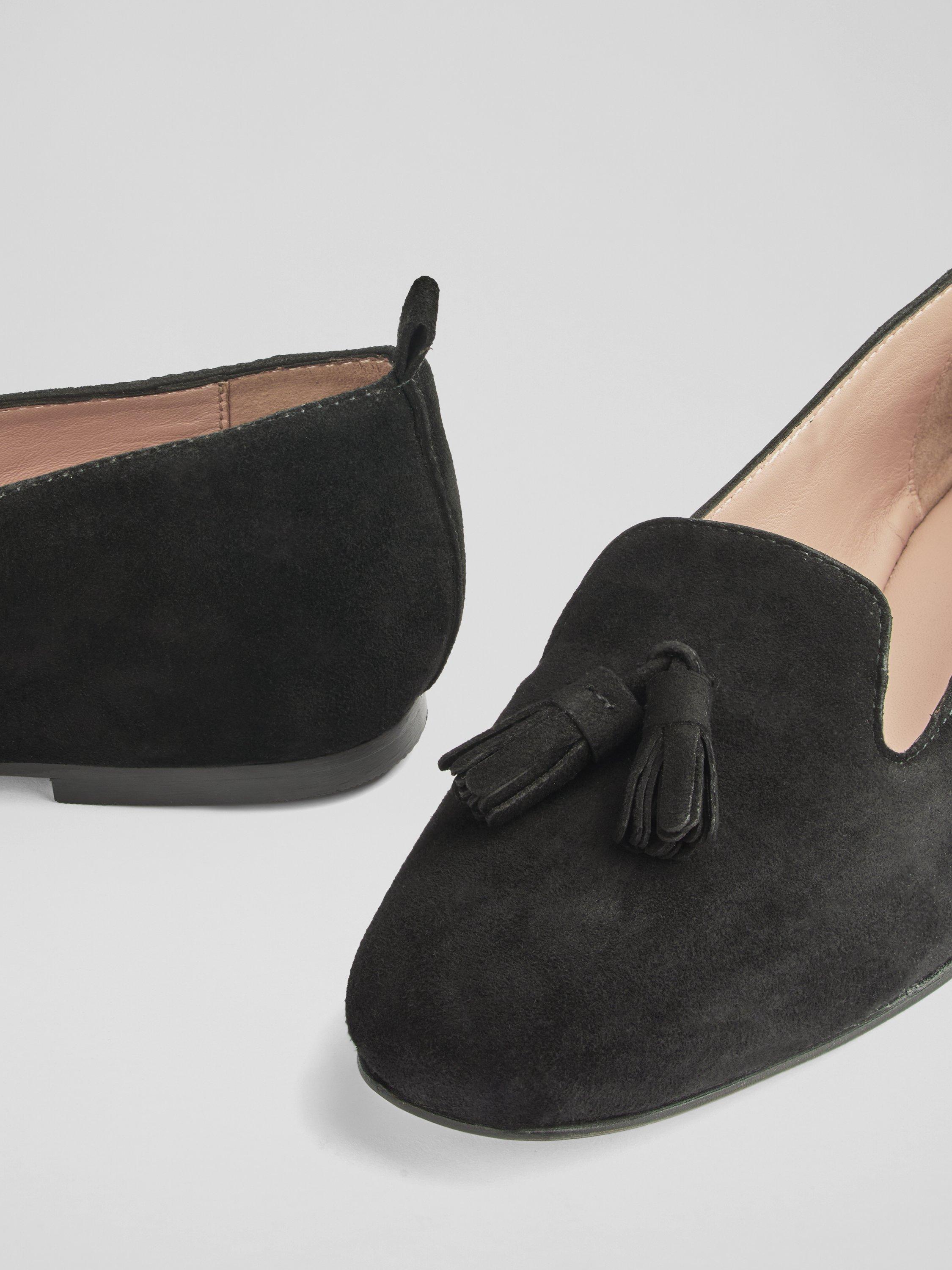 Product image 3 of 3, which shows L.K.Bennett Jessie Suede Flat Loafers, Black, 7
