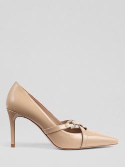 L.K.Bennett Christie Patent Crossover Strap Court Shoes, Beige Trench