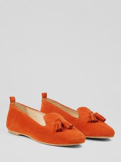 L.K.Bennett Jessie Suede Flat Loafers - view 2, Orange