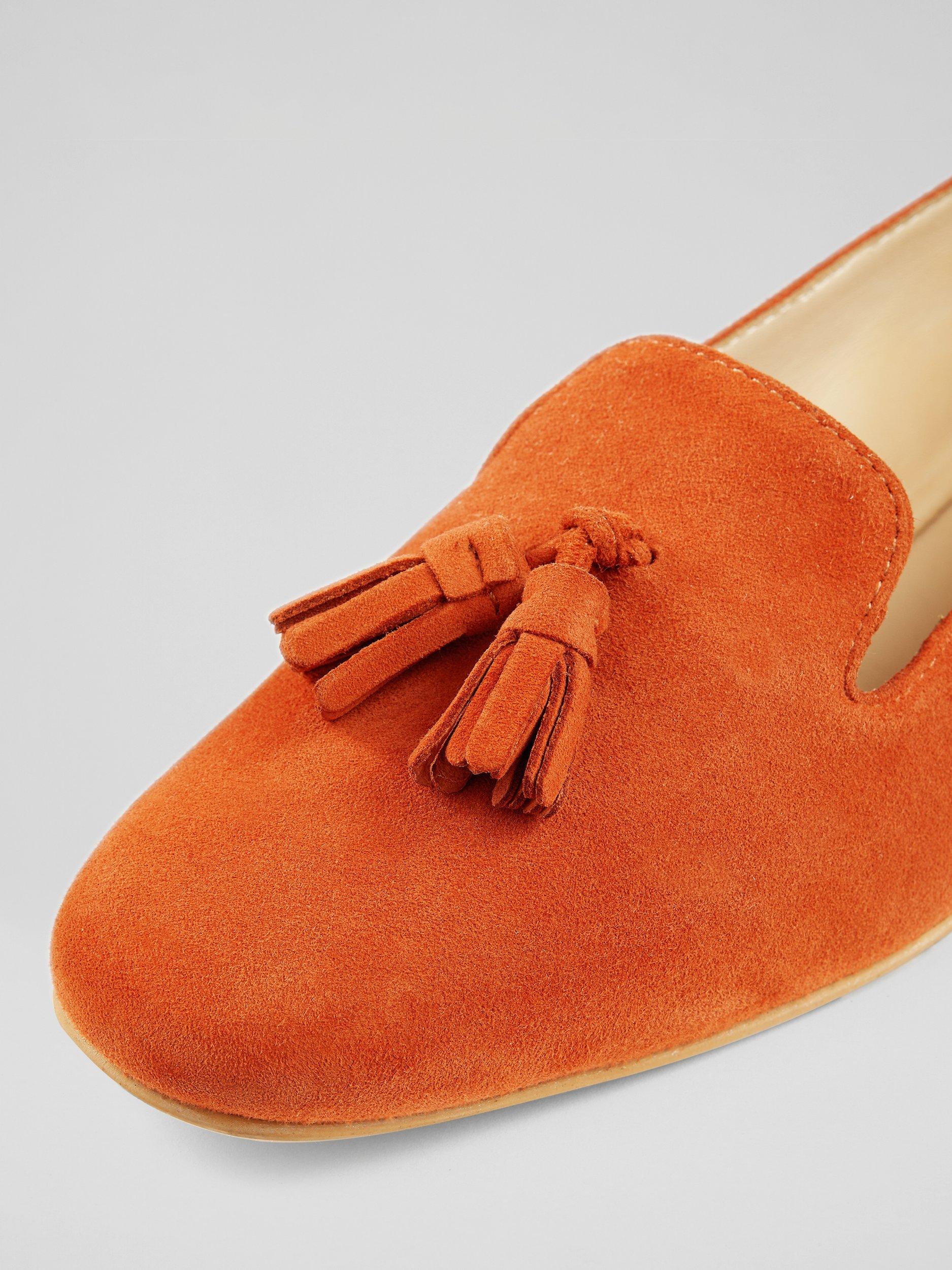Product image 3 of 3, which shows L.K.Bennett Jessie Suede Flat Loafers, Orange, 3