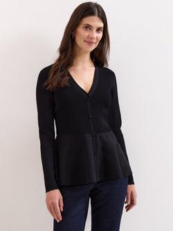 Phase Eight Roma Peplum Hem Cardigan, Black, Black