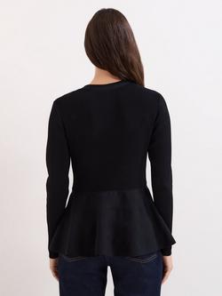 Phase Eight Roma Peplum Hem Cardigan, Black - view 2, Black