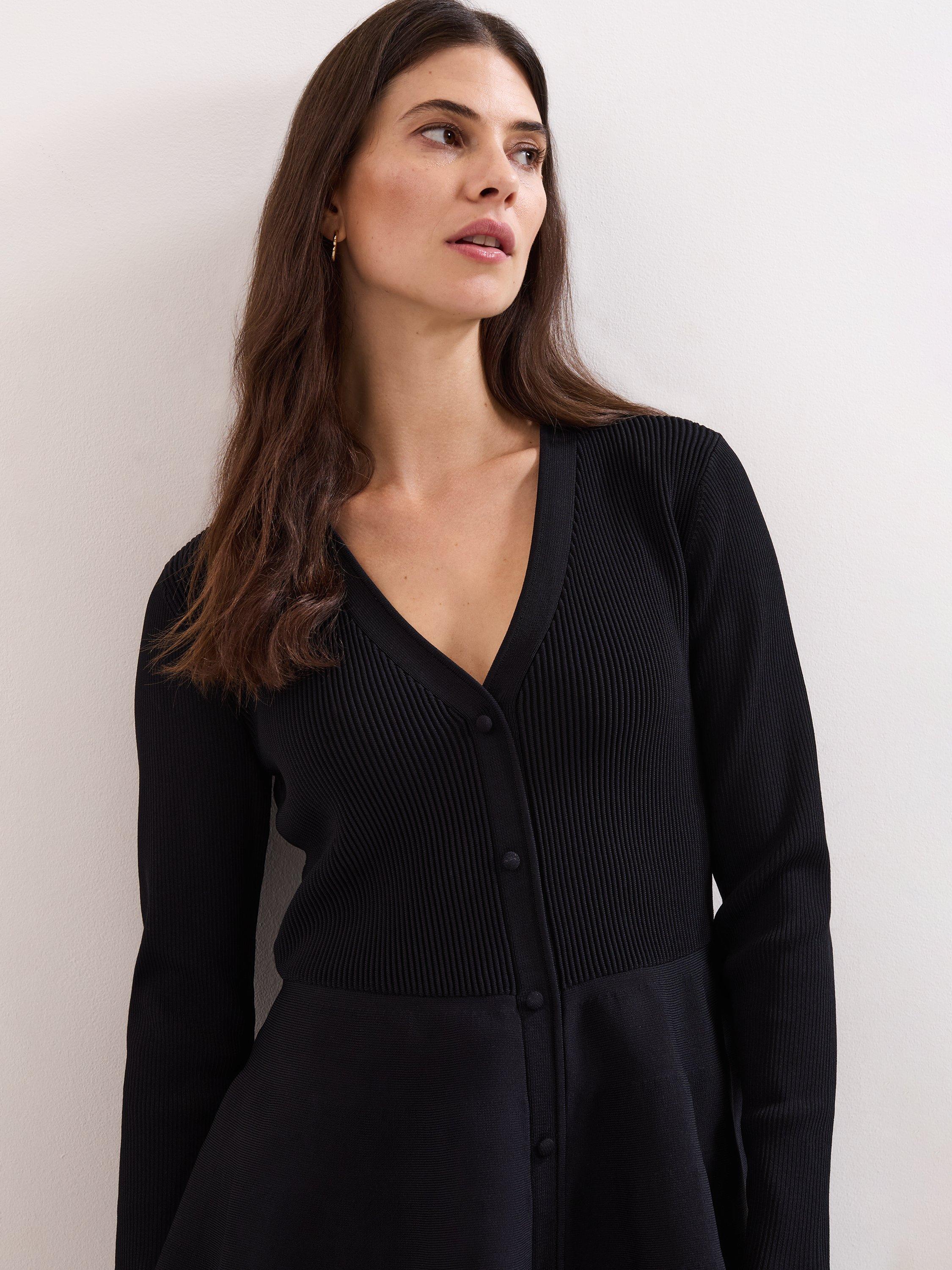 Product image 4 of 6, which shows Phase Eight Roma Peplum Hem Cardigan, Black, XS